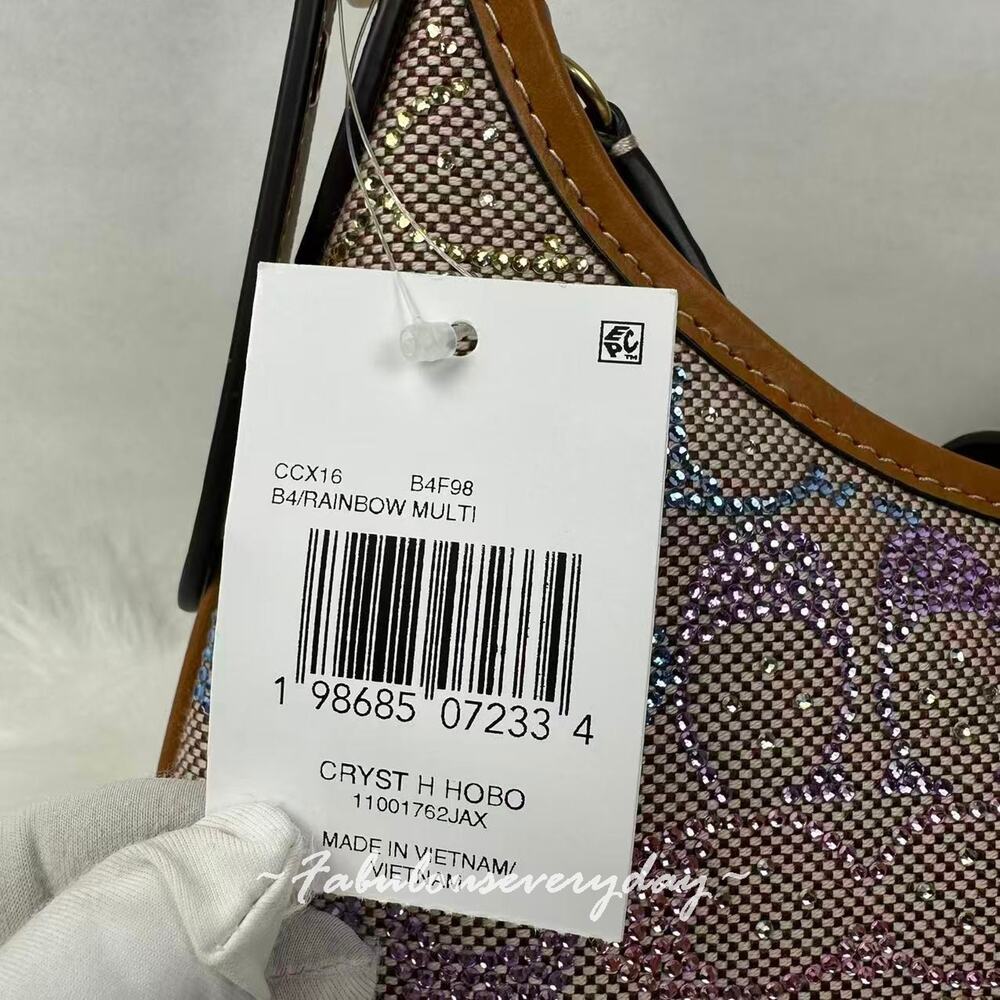 Coach Holographic Signature Canvas Shoulder Bag with Brown Leather Trim - Picture 5 of 11